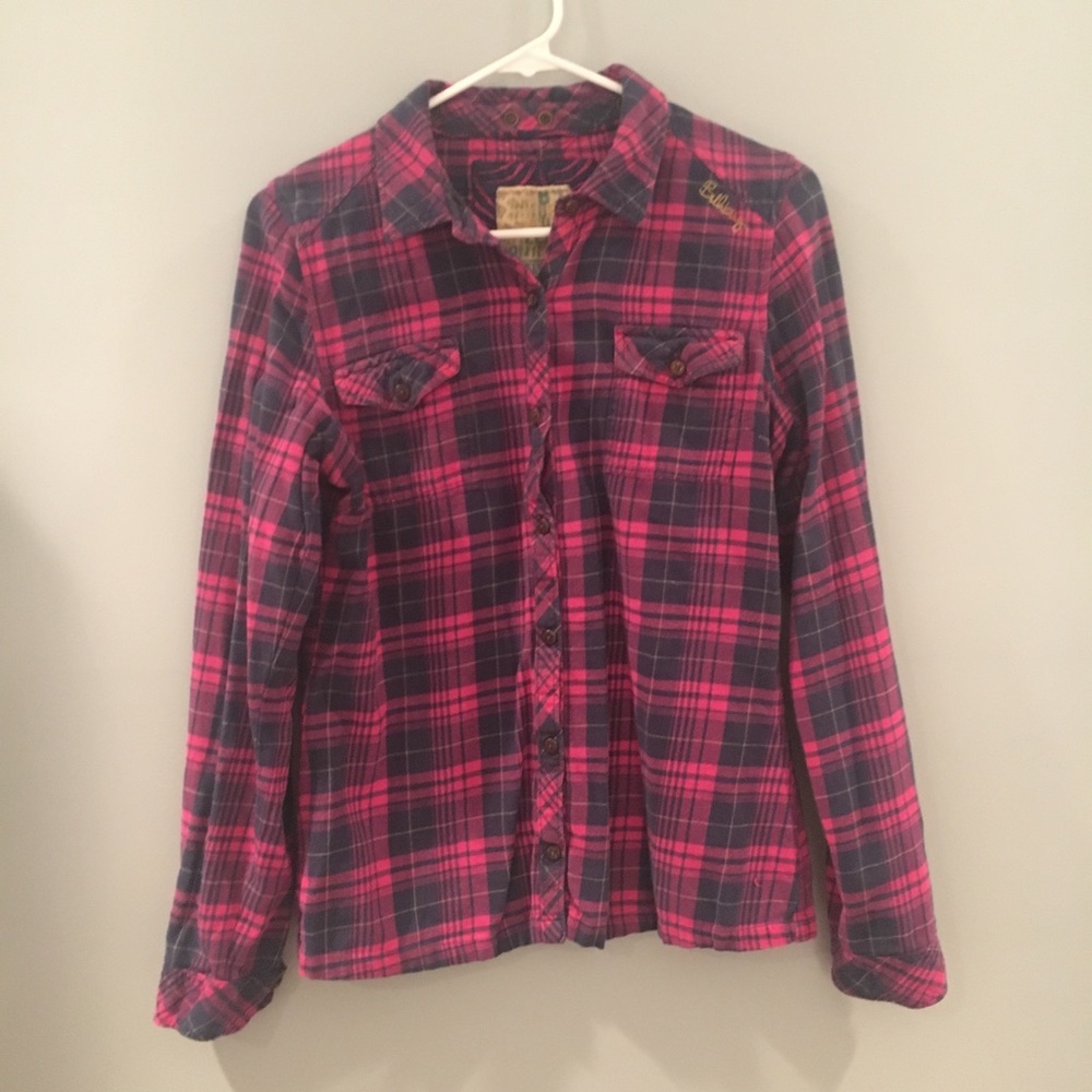 Billabong Pink and Blue Button Up Flannel